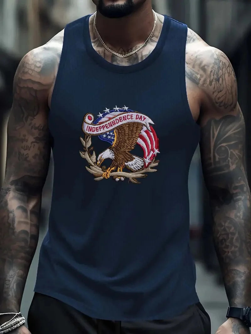 Men's solid color vest sleeveless round neck T-shirt daily sports fitness fashion round neck breathable short-sleeved T-shirt