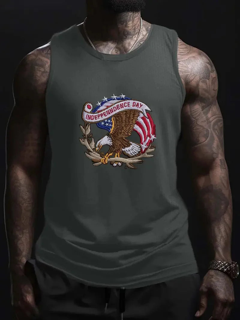 Men's solid color vest sleeveless round neck T-shirt daily sports fitness fashion round neck breathable short-sleeved T-shirt