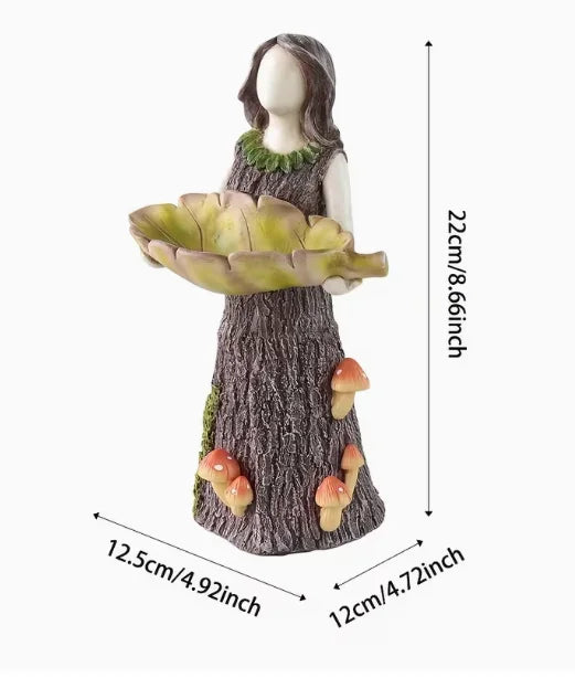 Forest Fairy Bird Feeder Resin Garden Statue for Outdoor Decor
