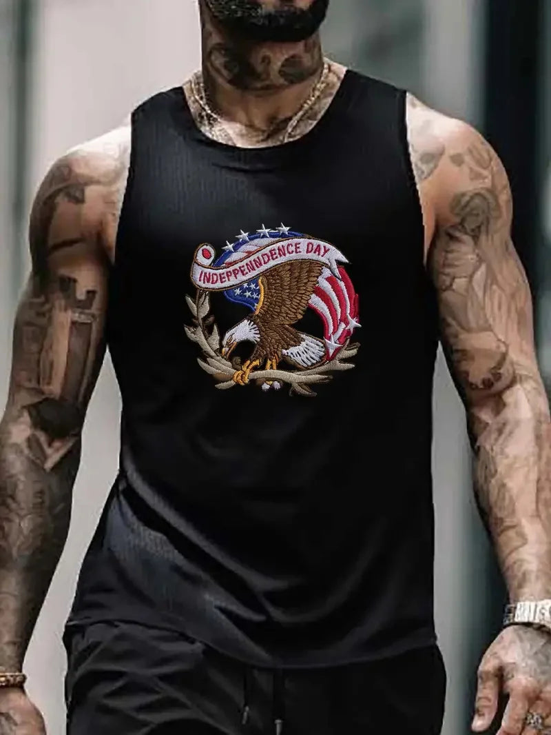 Men's solid color vest sleeveless round neck T-shirt daily sports fitness fashion round neck breathable short-sleeved T-shirt