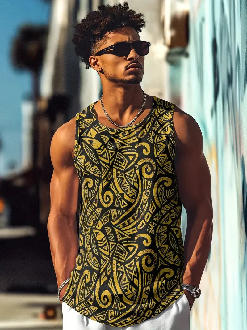 Men's solid color vest sleeveless round neck T-shirt daily sports fitness fashion round neck breathable short-sleeved T-shirt