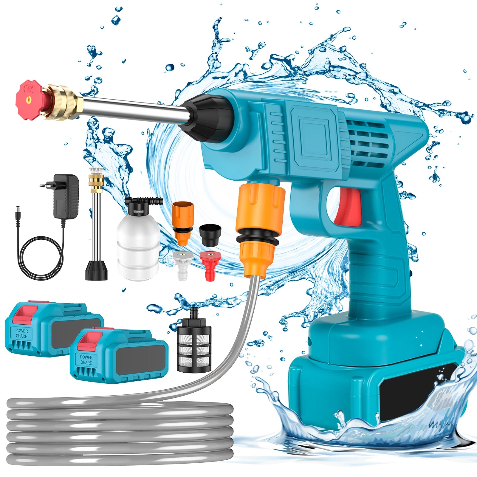 Cordless High Pressure Cleaner Washer Spray Water Gun 50Bar Car Wash Pressure Water Cleaning Machine for Makita 21V Battery Gift
