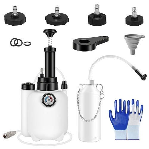 3L Manual Brake Bleeder Kit One Person Brake Bleed Vacuum Pump Automotive Brake Fluid Bleeding Kit with 1L Waste Oil Bottle 4 Master Cylinder Adapters