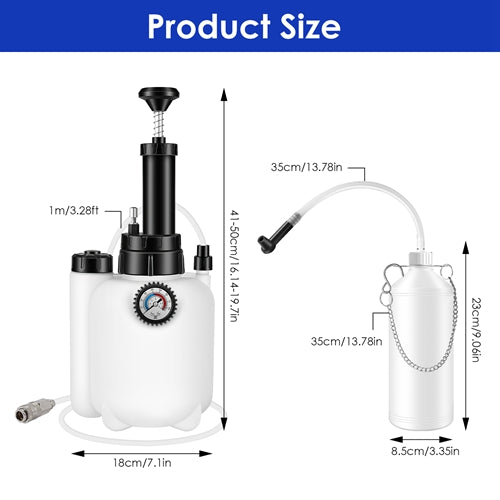 3L Manual Brake Bleeder Kit One Person Brake Bleed Vacuum Pump Automotive Brake Fluid Bleeding Kit with 1L Waste Oil Bottle 4 Master Cylinder Adapters