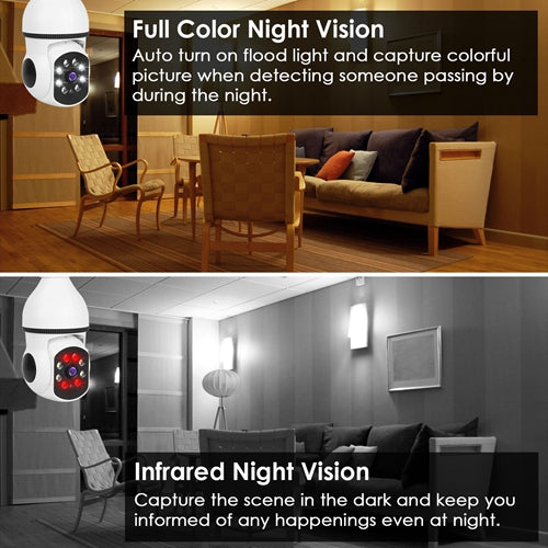 FREE SHIPPING! E27 WiFi Bulb Camera 1080P FHD WiFi IP Pan Tilt Security Surveillance Camera with Two-Way Audio Full Color Night Vision Flood Light Motion Tracking Si