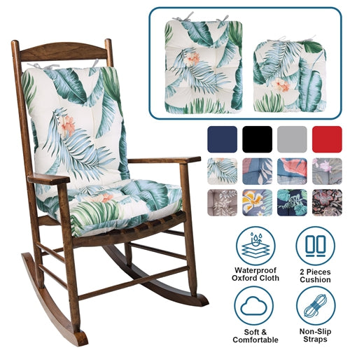 New Home Two-Piece Waterproof Rocking Chair Cushion Set – Includes Upper and Lower Back Seat Cushions with Non-Slip Ties, Oxford Cloth Surface, and Polyester Filling, ideal for Indoor and Outdoor Use