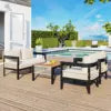 Multi-person Outdoor Iron Sofa  with a Table,  Decoration Waterproof Rust-proof Suitable for Garden