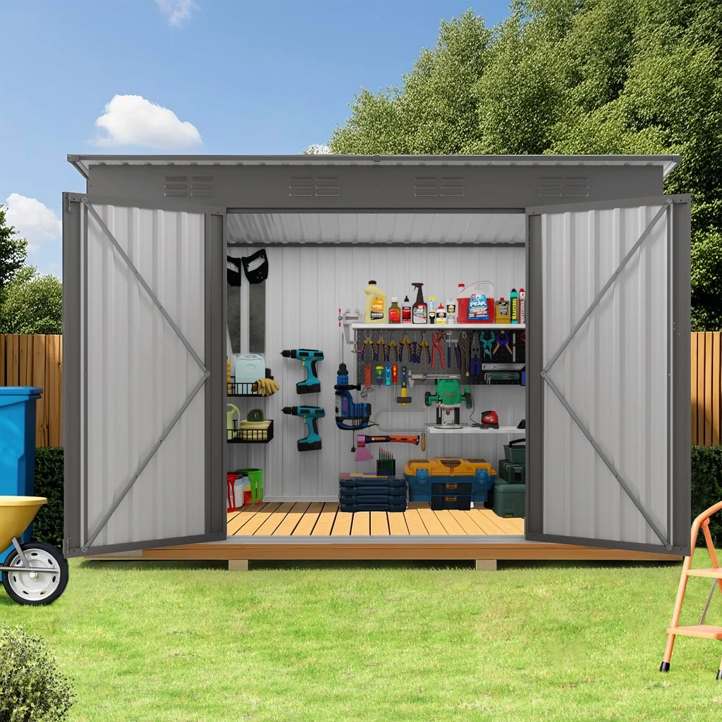 4x9 FT Storage Shed, Metal Sheds & Outdoor Storage, Outdoor Shed with Lockable Door, Tool Shed for Backyard Garden