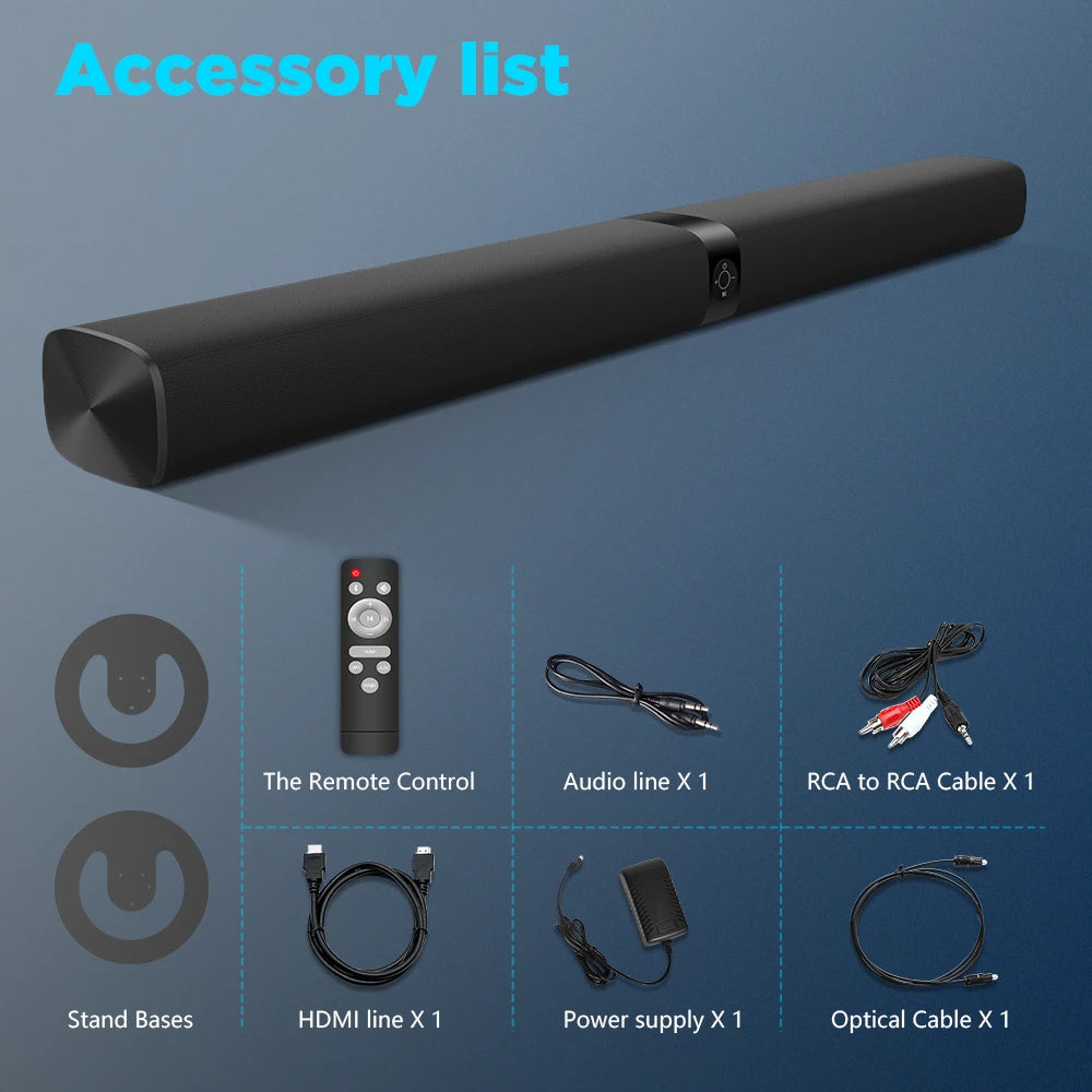 Sound bar for TV Wireless Deep Bass Soundbar Speaker for Home Theater System with ARC/OPT/AUX/BT/Remote Control Connections