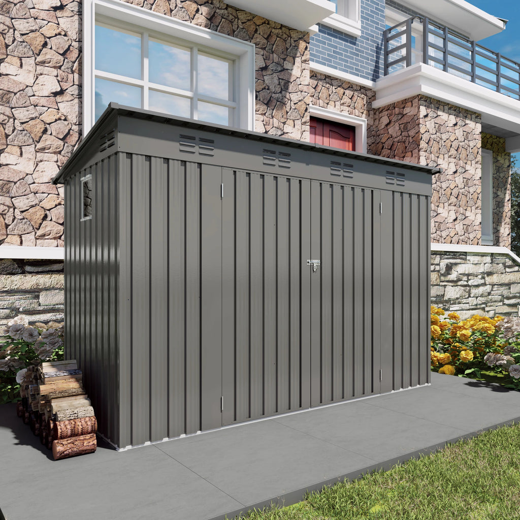 4x9 FT Storage Shed, Metal Sheds & Outdoor Storage, Outdoor Shed with Lockable Door, Tool Shed for Backyard Garden