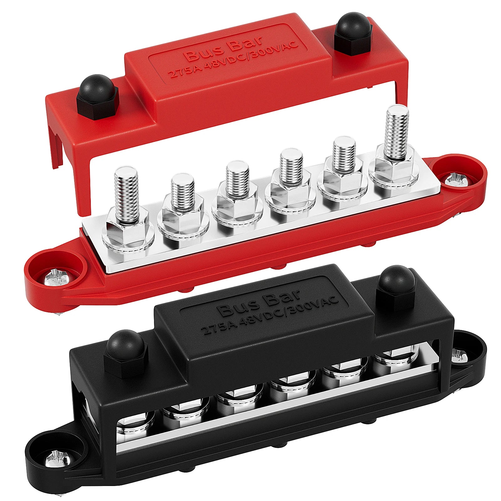 High Quality 12V 275A Nickel Bus Bar 275A Nickel Plated Brass Terminal Block Copper Battery Power  Bus Bar Connectors
