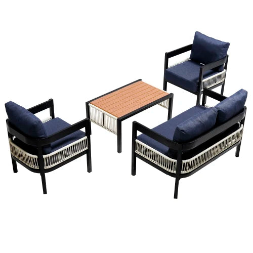 Multi-person Outdoor Iron Sofa  with a Table,  Decoration Waterproof Rust-proof Suitable for Garden
