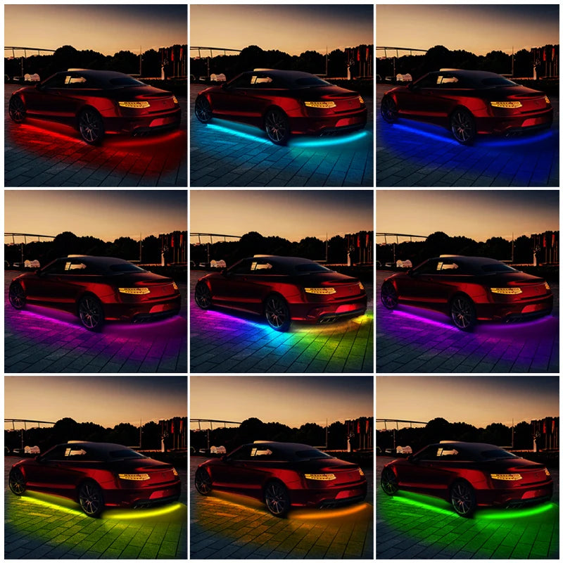 Colorful LED Strip Lights Car Bumper Door Decoration Sticker Underglow Light Accessories Exterior Part Auto Undercarriage Lights