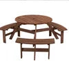 12-Person Modern Portable Round Outdoor Wooden Picnic Table for Patio Backyard Garden