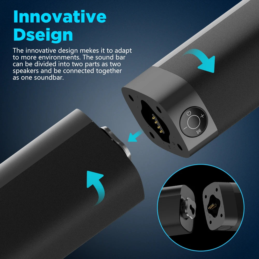 Sound bar for TV Wireless Deep Bass Soundbar Speaker for Home Theater System with ARC/OPT/AUX/BT/Remote Control Connections