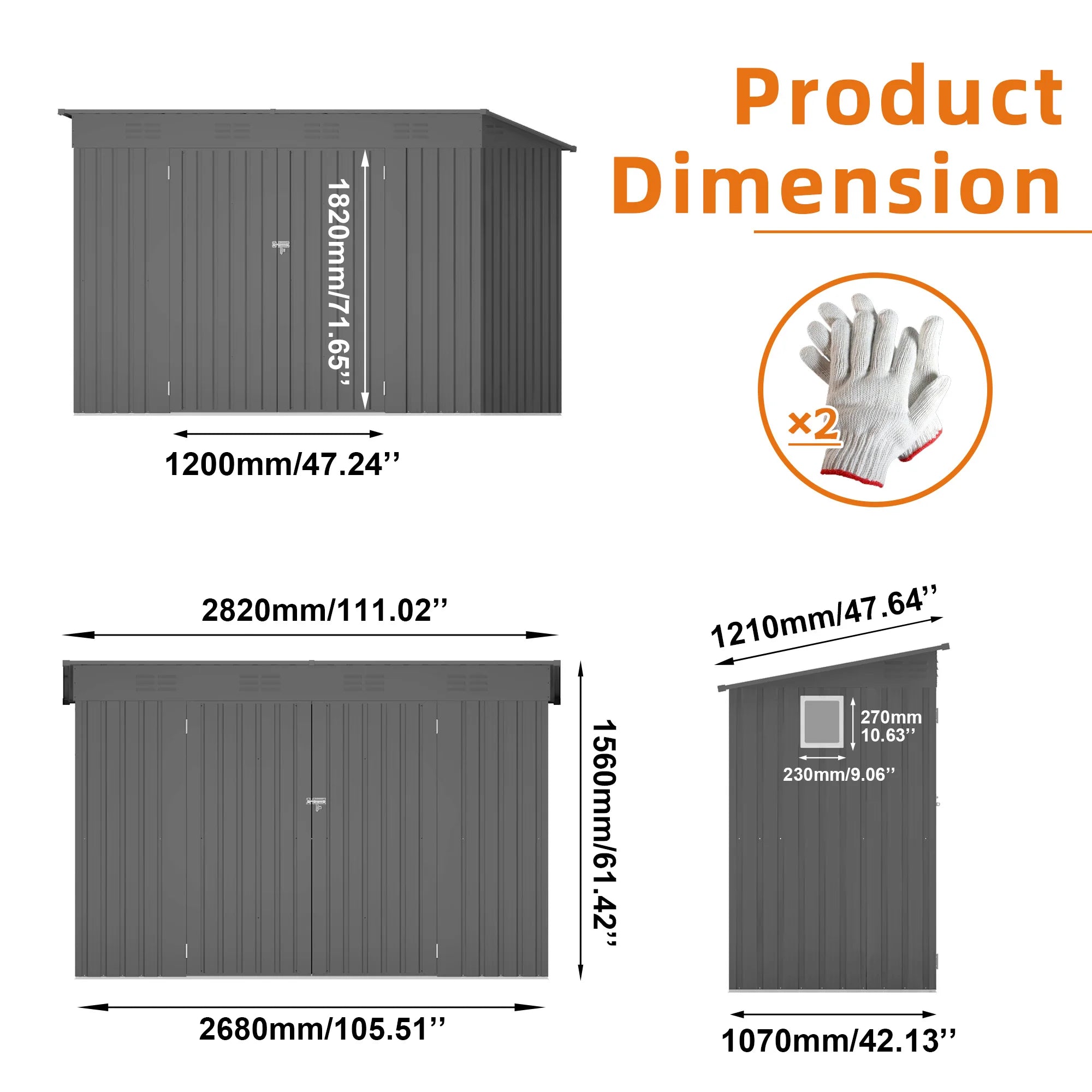 4x9 FT Storage Shed, Metal Sheds & Outdoor Storage, Outdoor Shed with Lockable Door, Tool Shed for Backyard Garden