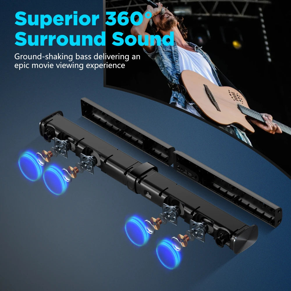 Sound bar for TV Wireless Deep Bass Soundbar Speaker for Home Theater System with ARC/OPT/AUX/BT/Remote Control Connections
