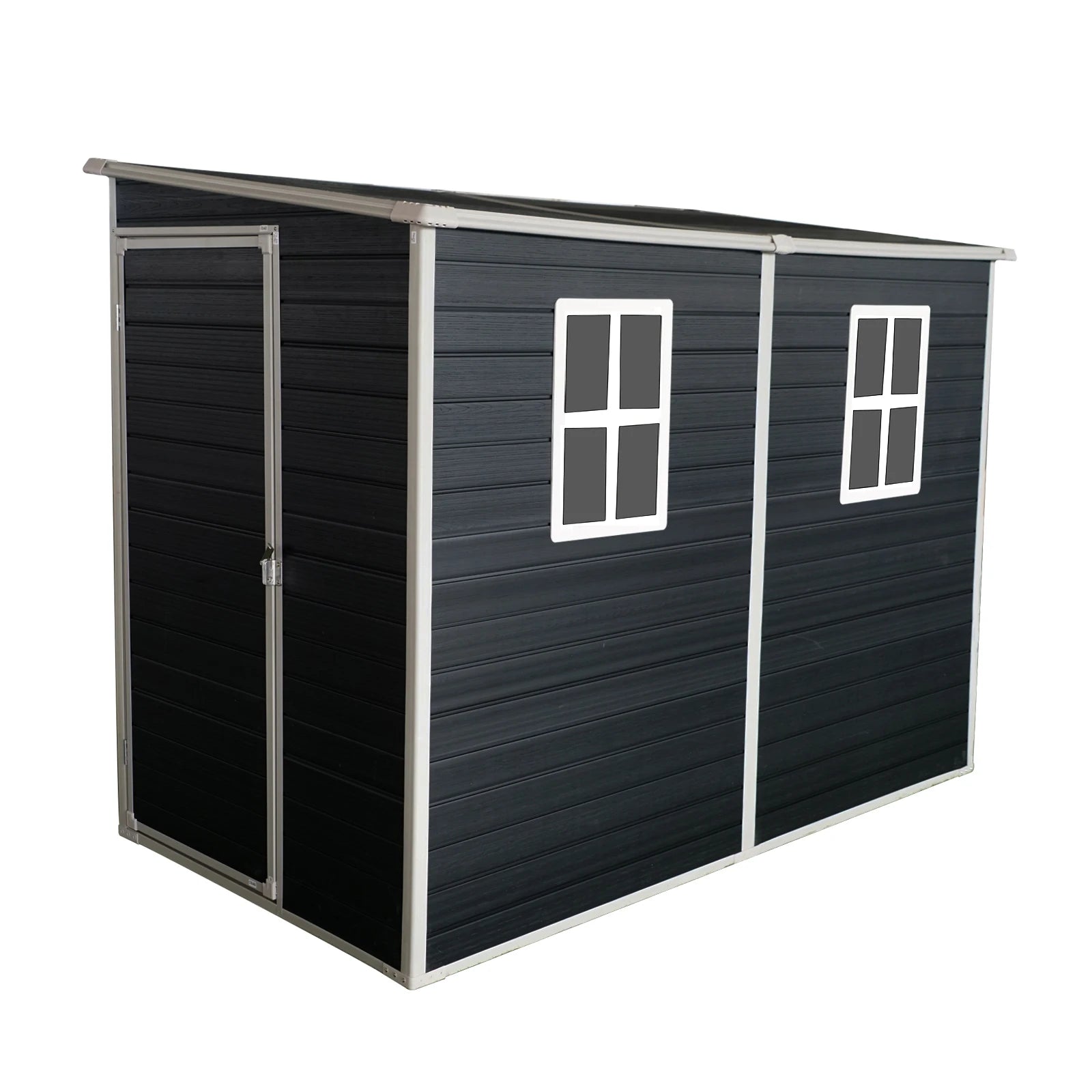 4*8 FT Eco-Friendly Outdoor Garden Resin Storage Shed with Window Door Easily Assembled Pressure Treated Nature Wood Type