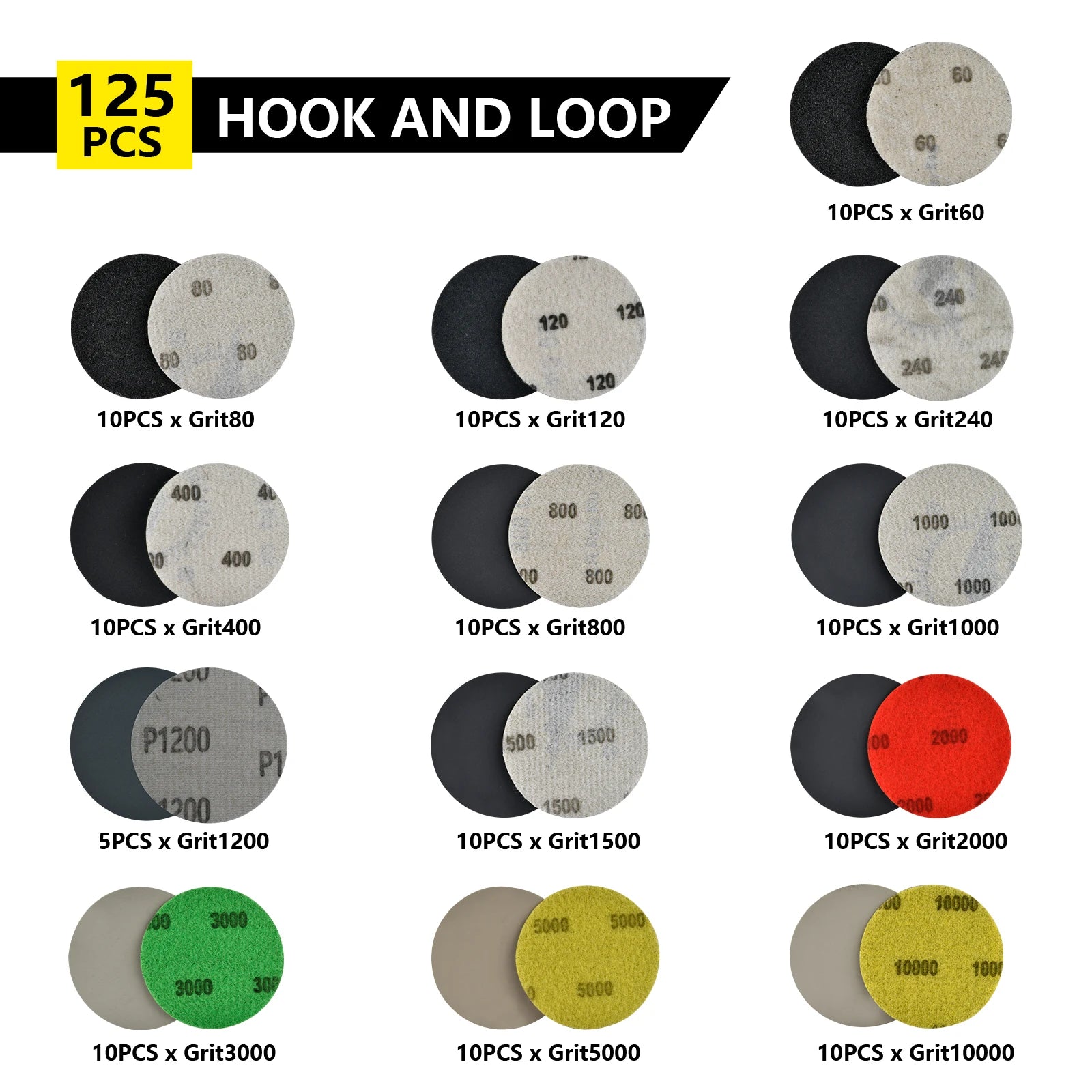 Local Stock High Quality 138pcs Car Foam Polishing Pad Kit with 1000-2000 Grit for Car Bodies Detailing 3inch Hook&Loop Backing
