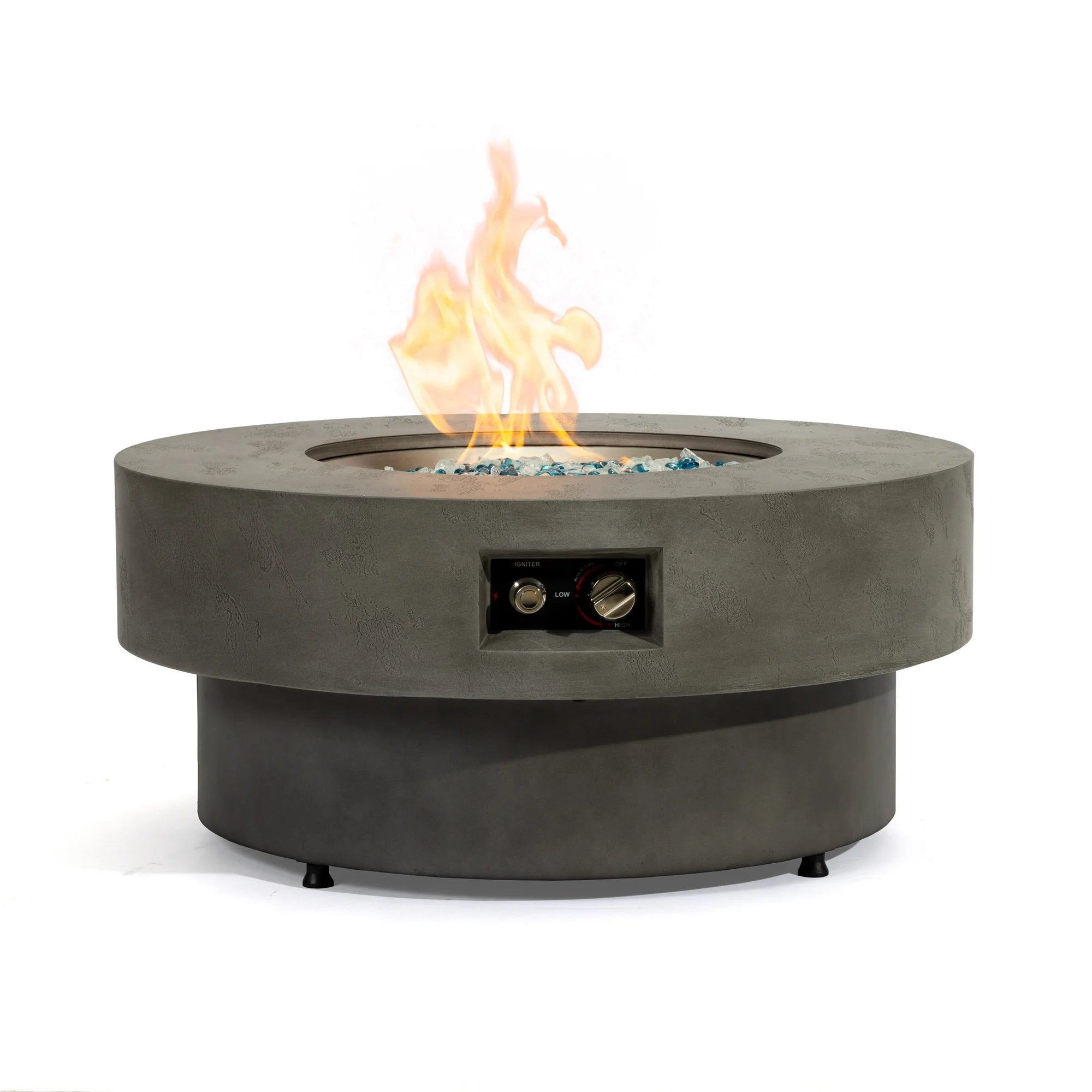 Modern Round Outdoor Metal Propane Gas Fire Bowl Table for Indoor/Outdoor Patio Yard and Garden Use