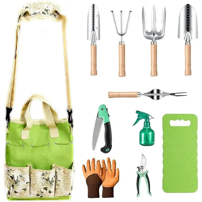 Lightweight Stainless Steel Garden Tool Set with Wooden Handles Pruning Shears Portable Gardening Kit-Easy-to-Store Made China