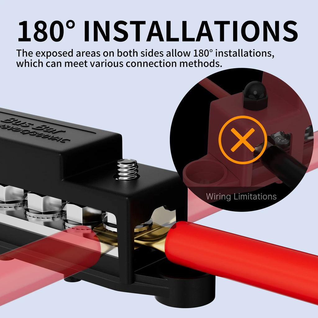High Quality 12V 275A Nickel Bus Bar 275A Nickel Plated Brass Terminal Block Copper Battery Power  Bus Bar Connectors