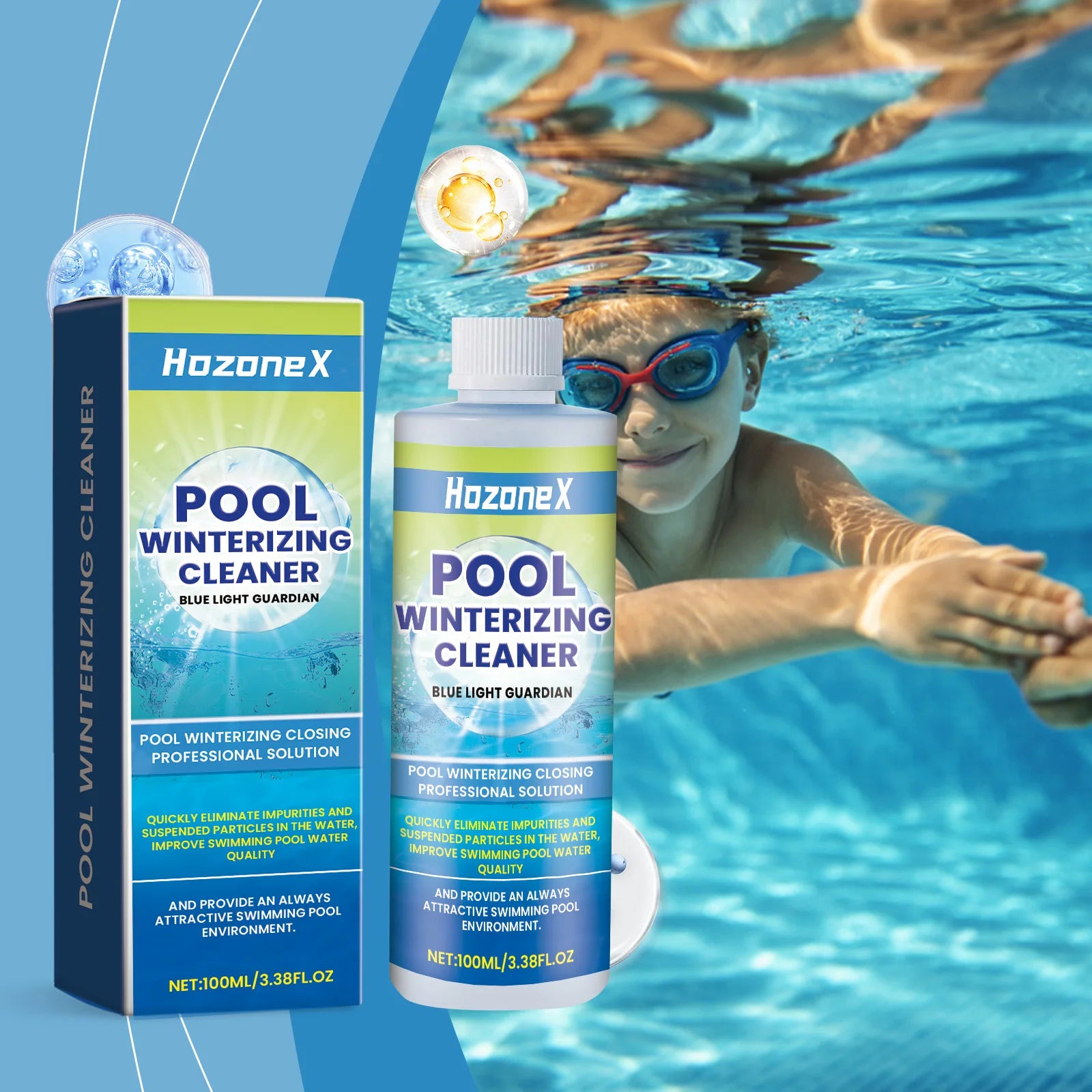HozoneX Water Clarifying Agent for Family Public Outdoor Swimming Pools Enhances Water Quality Pool Filters Product