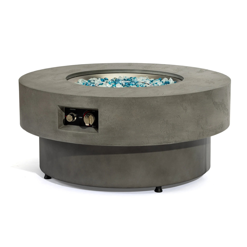 Modern Round Outdoor Metal Propane Gas Fire Bowl Table for Indoor/Outdoor Patio Yard and Garden Use