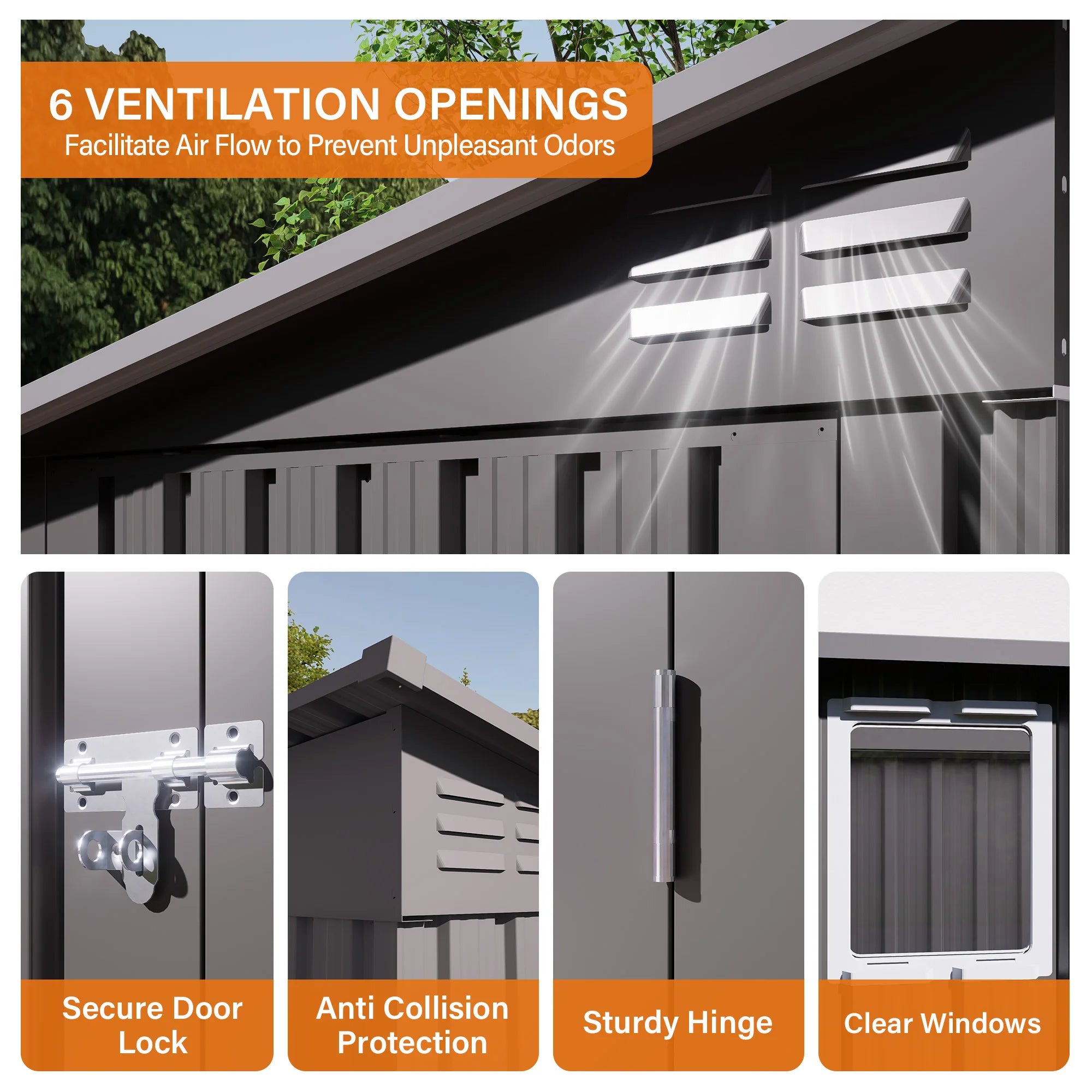 4x9 FT Storage Shed, Metal Sheds & Outdoor Storage, Outdoor Shed with Lockable Door, Tool Shed for Backyard Garden