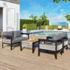 Multi-person Outdoor Iron Sofa  with a Table,  Decoration Waterproof Rust-proof Suitable for Garden