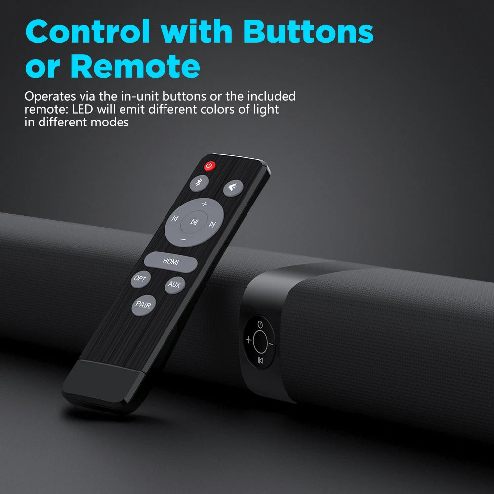 Sound bar for TV Wireless Deep Bass Soundbar Speaker for Home Theater System with ARC/OPT/AUX/BT/Remote Control Connections