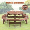 12-Person Modern Portable Round Outdoor Wooden Picnic Table for Patio Backyard Garden