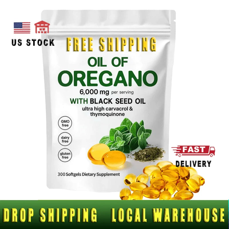 OEM/ODM Private Label US Stock Free Shipping Dropshipping Oregano Oil & Black Seed Oil Softgels for Health Brands