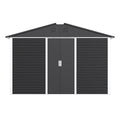 Large 10 Ft. W X 10 Ft. D Outdoor Metal Shed Sliding Door 60 Sq. Ft. Black FCJ Garden Patio Lawn Shed Wood for Backyard Use