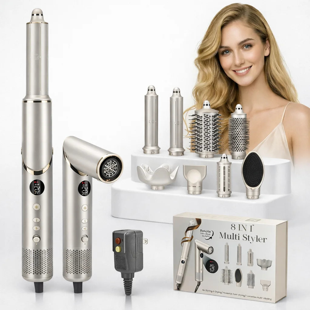2026 New Design Professional Hair Curler Hot Air Styling Brush Hair Dryer and Styler 8 In1 Us Plug Multi Styler Blow Dryer