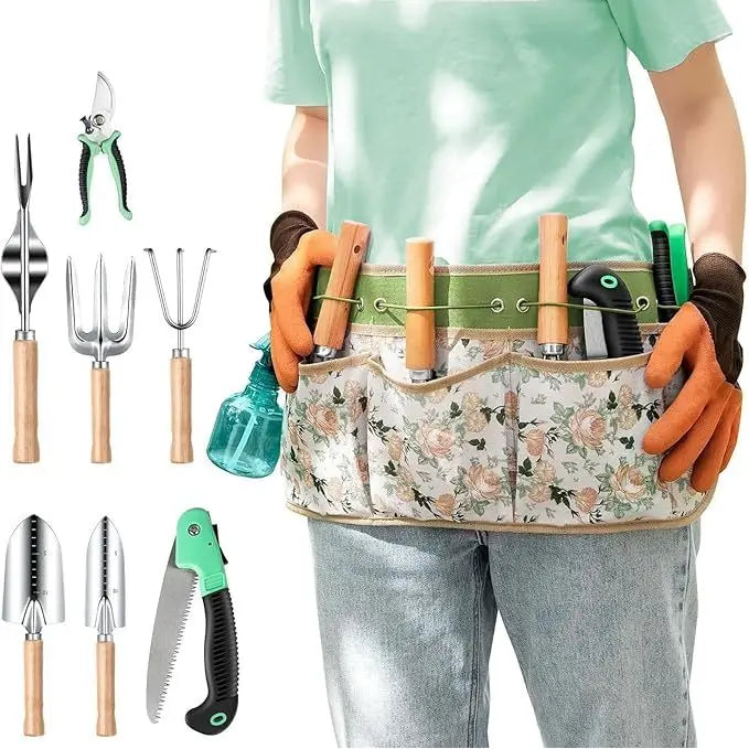 Lightweight Stainless Steel Garden Tool Set with Wooden Handles Pruning Shears Portable Gardening Kit-Easy-to-Store Made China
