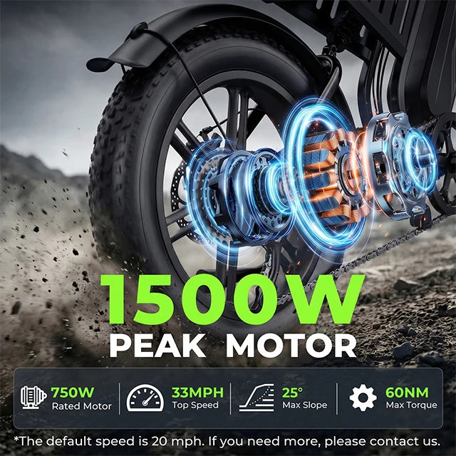 US Free Shipping F6 48V15Ah  20 Inch EBike Fatbike Fat Tire Electric Dirt Mountain E Bike Electric Bicycles NFC  Fast Shipping