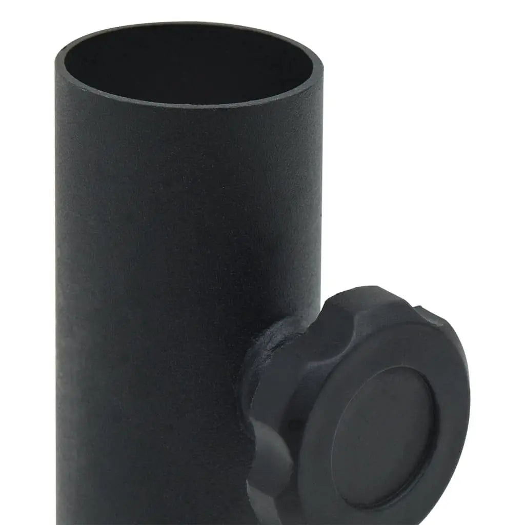 VidaXL W2B Matt Black Steel Parasol Base with Powder Coating Compact Garden Umbrella for Patio Park or Courtyard Use