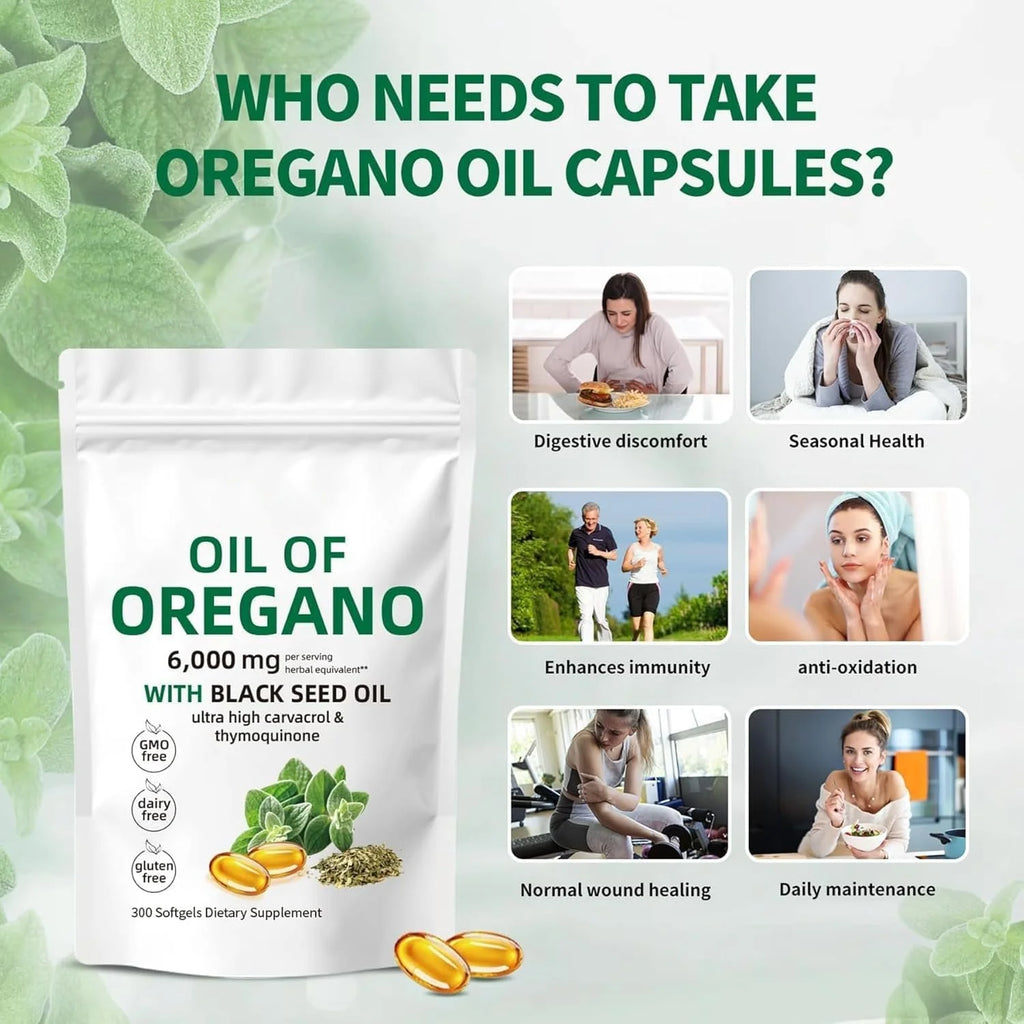 OEM/ODM Private Label US Stock Free Shipping Dropshipping Oregano Oil & Black Seed Oil Softgels for Health Brands