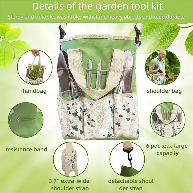 Lightweight Stainless Steel Garden Tool Set with Wooden Handles Pruning Shears Portable Gardening Kit-Easy-to-Store Made China