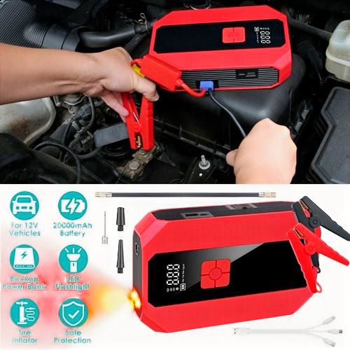 Portable Car Jump Starter Air Compressor 1500A 400PSI Car Battery Charger Jump Starter Power Bank LED Flashlight Digital Tire Inflator for 4.0L Gasoli