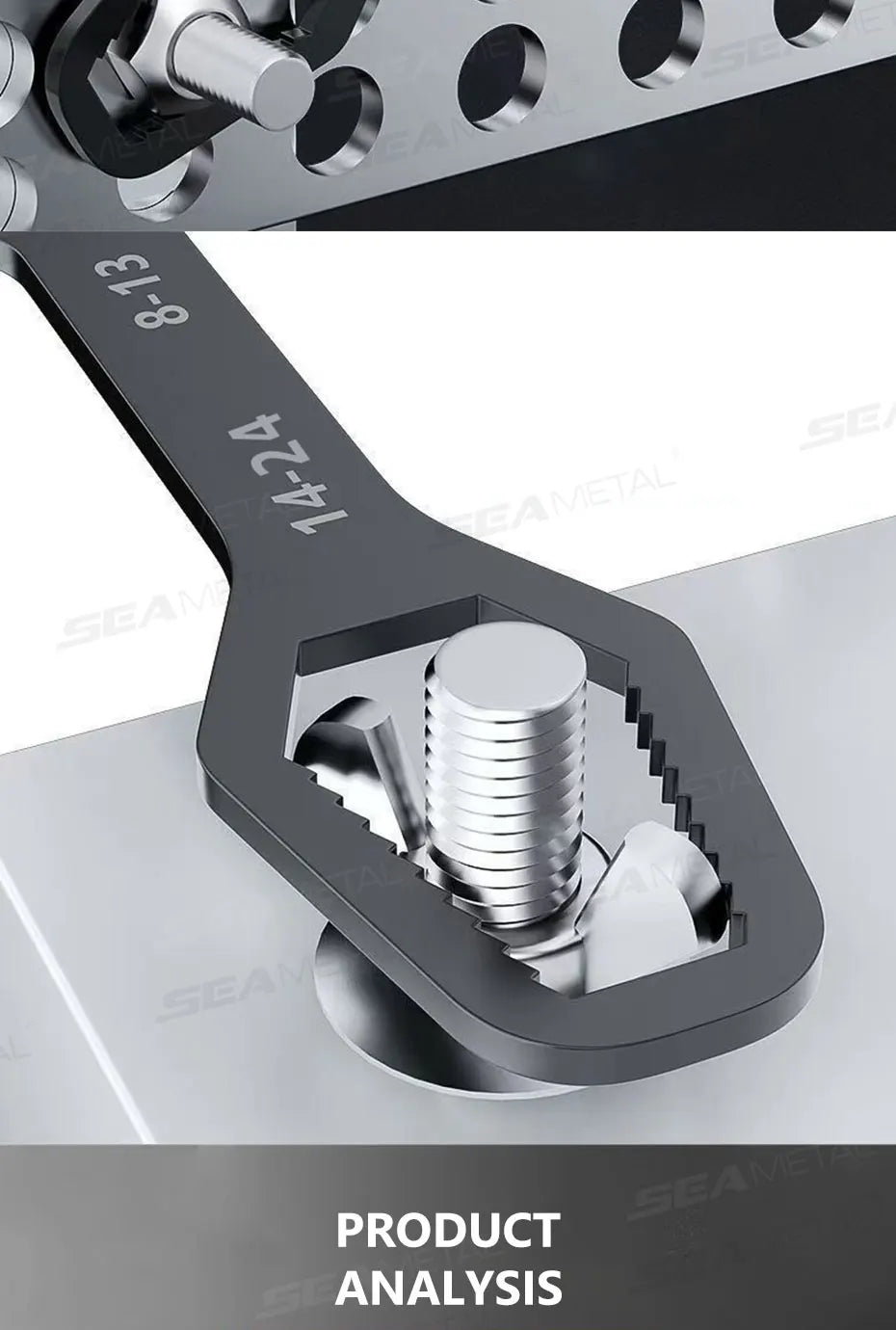 SEAMETAL Universal Torx Wrench Adjustable Wrench Board Double-head Multipurpose Torx Spanner Repair Hand Tools 3-17mm 8-24mm