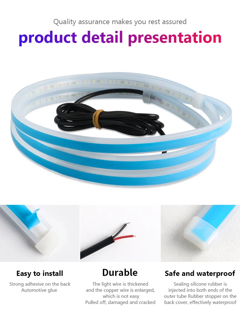 LED Car Hood Atmosphere Lght Strip Waterproof Auto Exterior Decoration Lighting Decorative Headlights Ambient Lamp 12V Universal