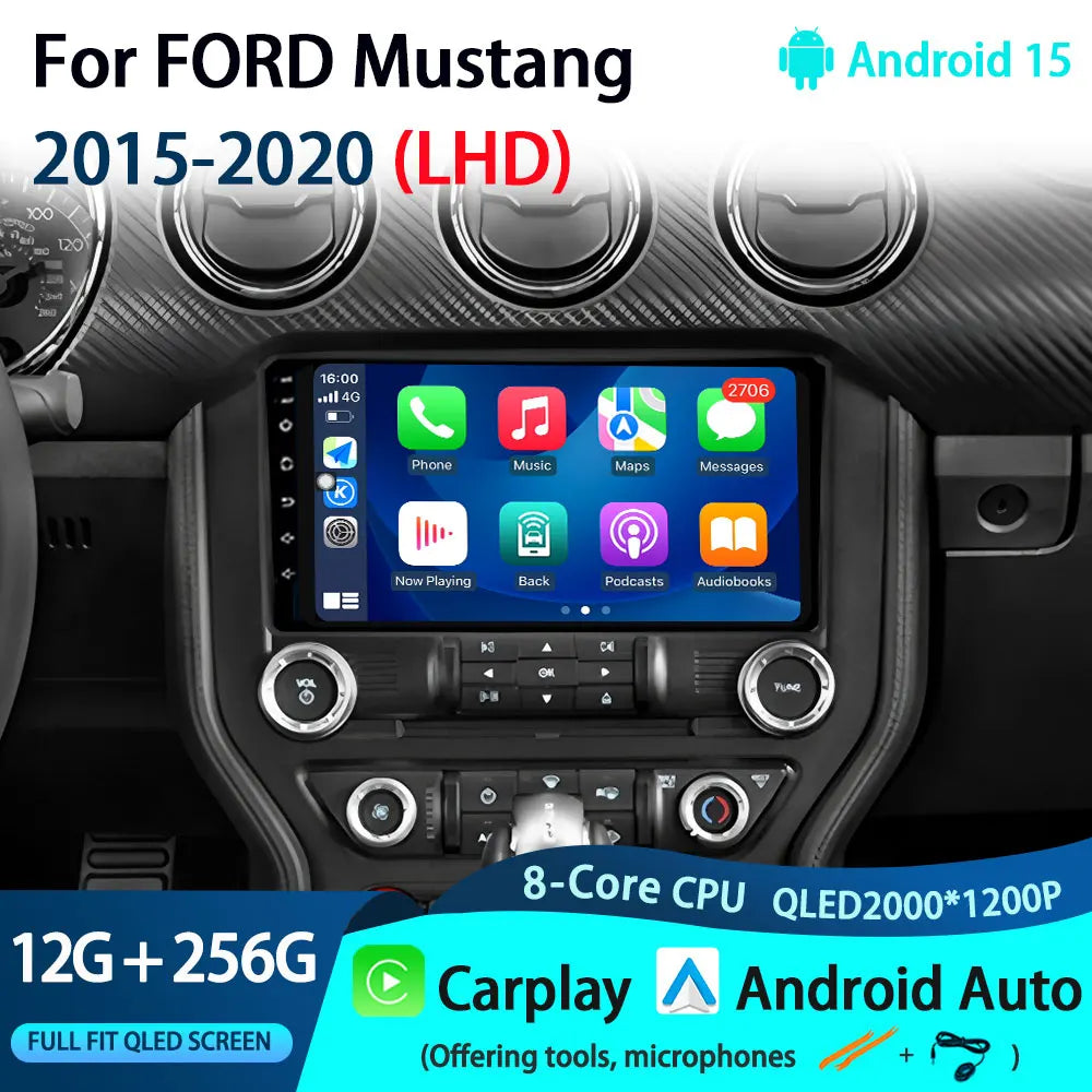 9" LHD DSP Stereo Car Video Player for FORD Mustang  2015-2020 Android 15 Intelligent System GPS Navigation WIFI