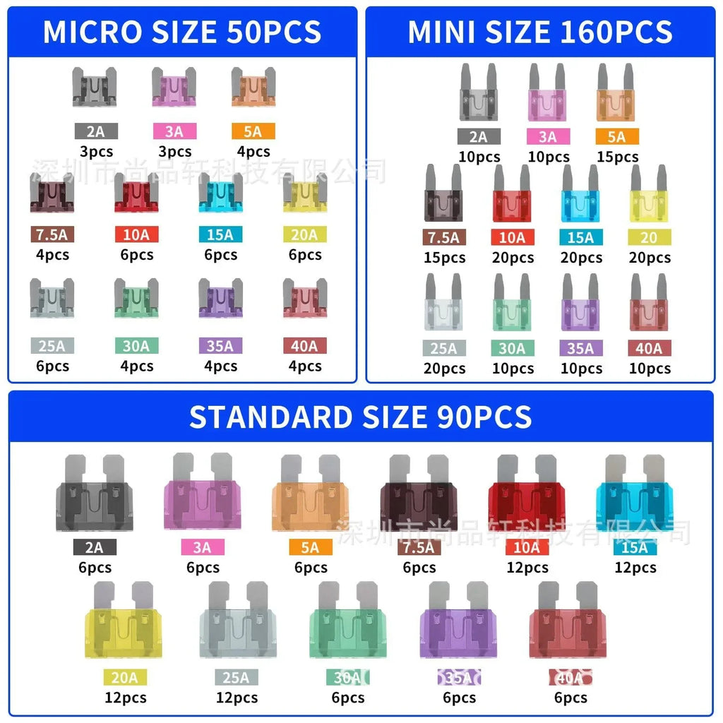 300/180/120pcs Car Blade Fuse Assortment Kit Auto Truck Automotive Medium Small Fuse Mixed Motorcycle Circuit Fuse With Box