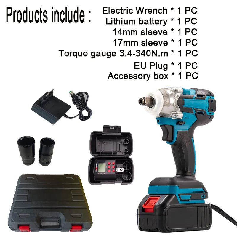 Cordless Electric Impact Wrench Installing Torque Meter Brushless Lithium Battery Car Repair Torque Display Track Accessory Box