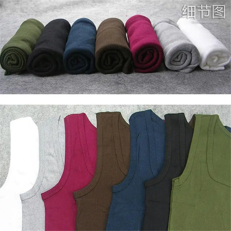 New Men's Summer Pure Cotton Vest Sports Fitness Sleeveless Tank Top Solid Muscle Vest Basic O-neck Bodybuilding Vest Tops