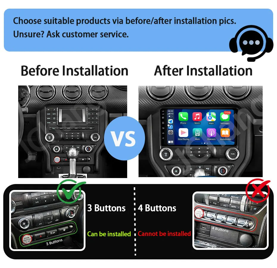 9" LHD DSP Stereo Car Video Player for FORD Mustang  2015-2020 Android 15 Intelligent System GPS Navigation WIFI