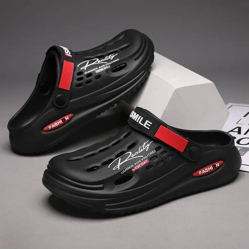Men's Slippers EVA Hole Mens Mules Non-Slip Slippers thick Soft Platform Slide Fashion Comfortable Men's Sandals Summer Shoes