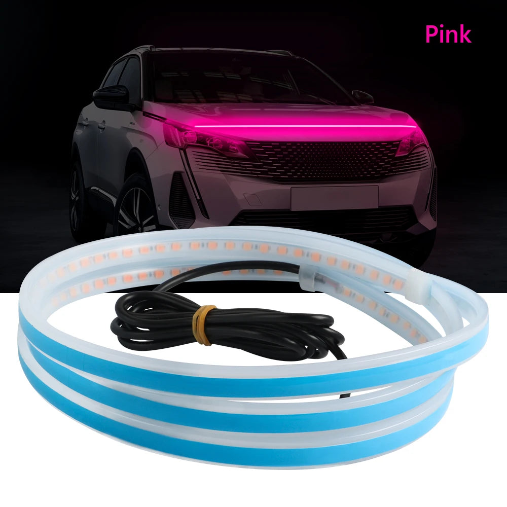 LED Car Hood Atmosphere Lght Strip Waterproof Auto Exterior Decoration Lighting Decorative Headlights Ambient Lamp 12V Universal